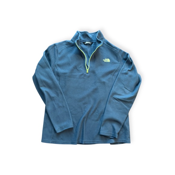 The North Face Tops - Women’s The North Face Blue/Lime Fleece Quarter Zip Pullover